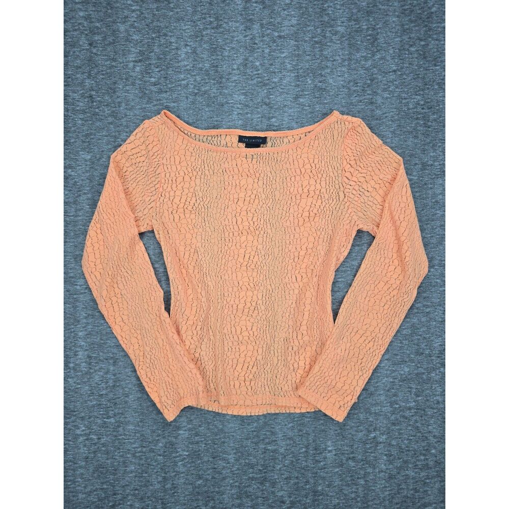 The Limited Small Y2K Vintage Sheer Snake Print Blouse‎ Top Stretchy Long Sleeve